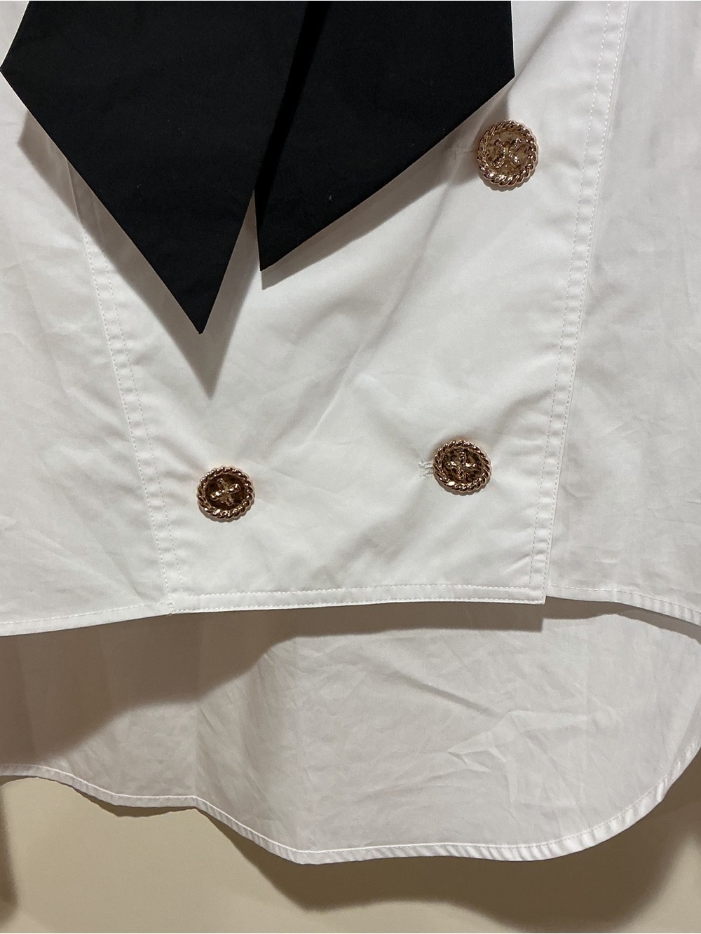 NWOT Edward Achour White Long Sleeve Shirt with Bow, Size FR 38 - Picture 4 of 7